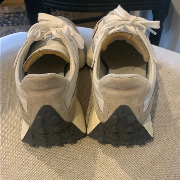 New Balance White and Taupe Sneakers - Picture 6 of 7